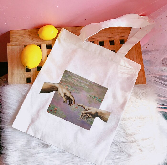 Harajuku Cool Graphic Ladies Handbags Canvas Tote Bag Ulzzang Kawaii Women Shoulder Shoper Bags Harajuku Chic Bag