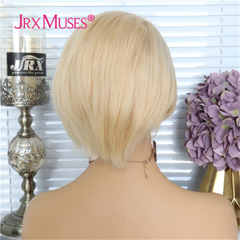 Pixie Cut Bob Lace Part Wigs 150% Density Blonde Lace Closure Human Hair Wigs Short Closure Wigs Pre Plucked With Baby Hair