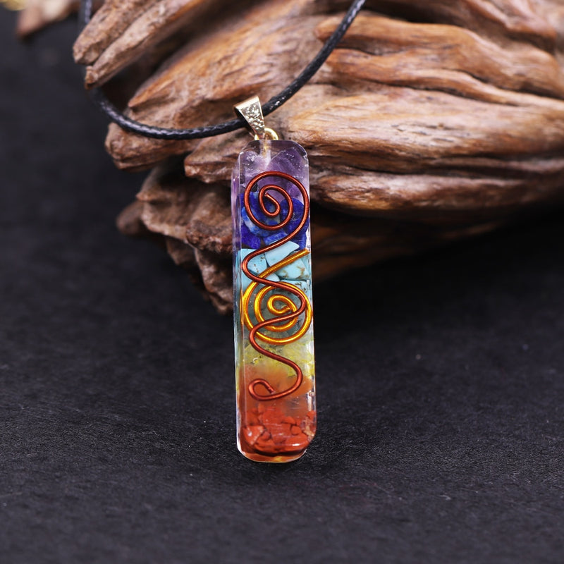 7 Chakra Energy Pendant Orgonite Necklace  Rainbow Crystal Pendant Yoga Meditation Necklace Resin Jewelry For Women Men