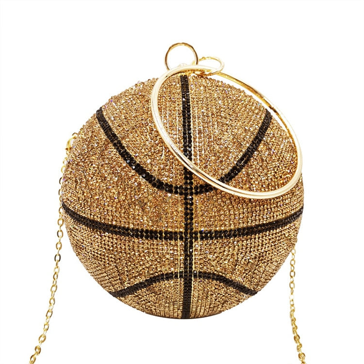 Luxury Basketball Diamond Party Evening Bag Purses and Handbag for Women Ball Shape Shoulder Bag Clutch Designer Crossbody Bag