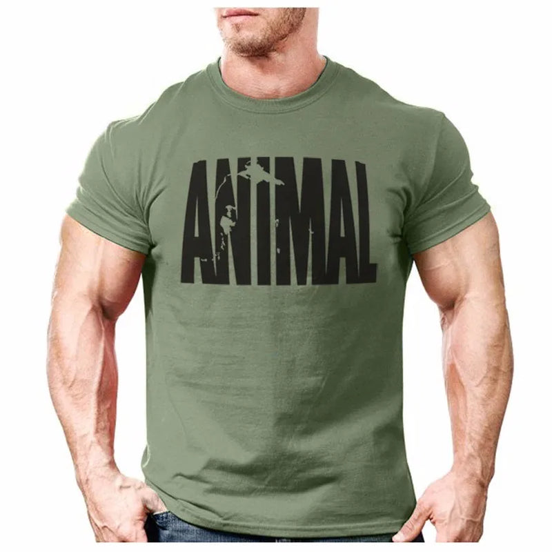 Animal Print Tracksuit Funny T Shirt Muscle Shirt Trends In 2021 Fitness Cotton Brand Clothes For Men Bodybuilding Tee Large XXL