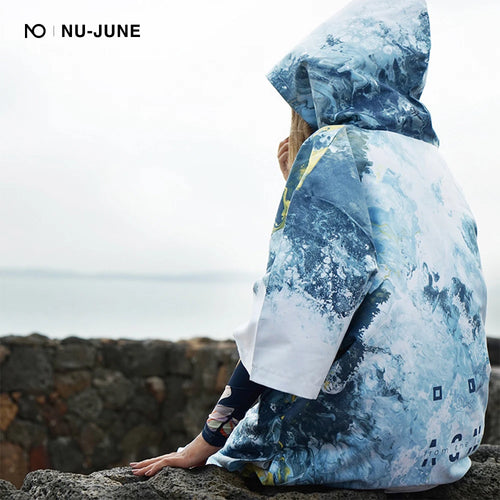 Nu-June Strand-Umkleideponcho mit Kapuze, Schwimmtuch, schnelltrocknend, Sonnenschutz, Outdoor, für Erwachsene, Badetuch, Poncho, Mikrofaser, Surf-Badeanzug