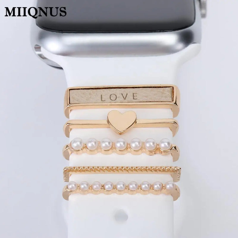 Metal Charms Decorative Ring For Apple Watch Band Diamond Ornament Smart Watch Silicone Strap Accessories For iwatch Bracelet