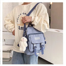 korean style small mini backpack for women Fashion school mochila Multi pocket Girl Ring Buckle portable bear women's backpack