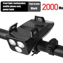 4in1 Bicycle Light USB Charging Lighting Cycling Phone Holders & LED Headlight Horn Bell MTB Power Bank for Bike Accessories
