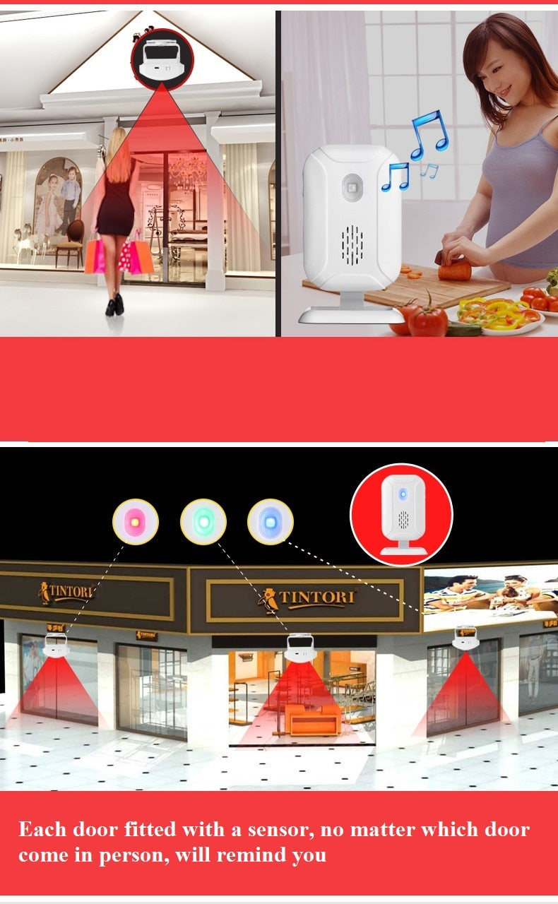 Darho Wireless Welcome IR Infrared Motion Sensor Doorbell Alarm 280M Range Shop Store Door Bell Magnetic Chime