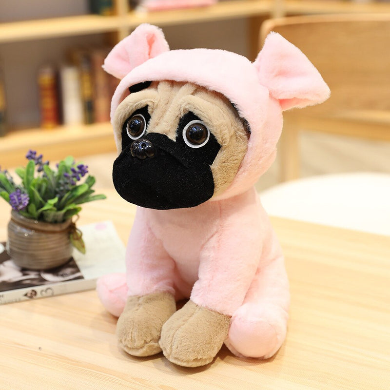 20/35cm PUG Dog Cute Animal Dogs Cos Cosplay Dinosaur Rabbit Elephant Lion Sheep Leopar Stuffed Dolls Kids Birthday X-mas Gifts