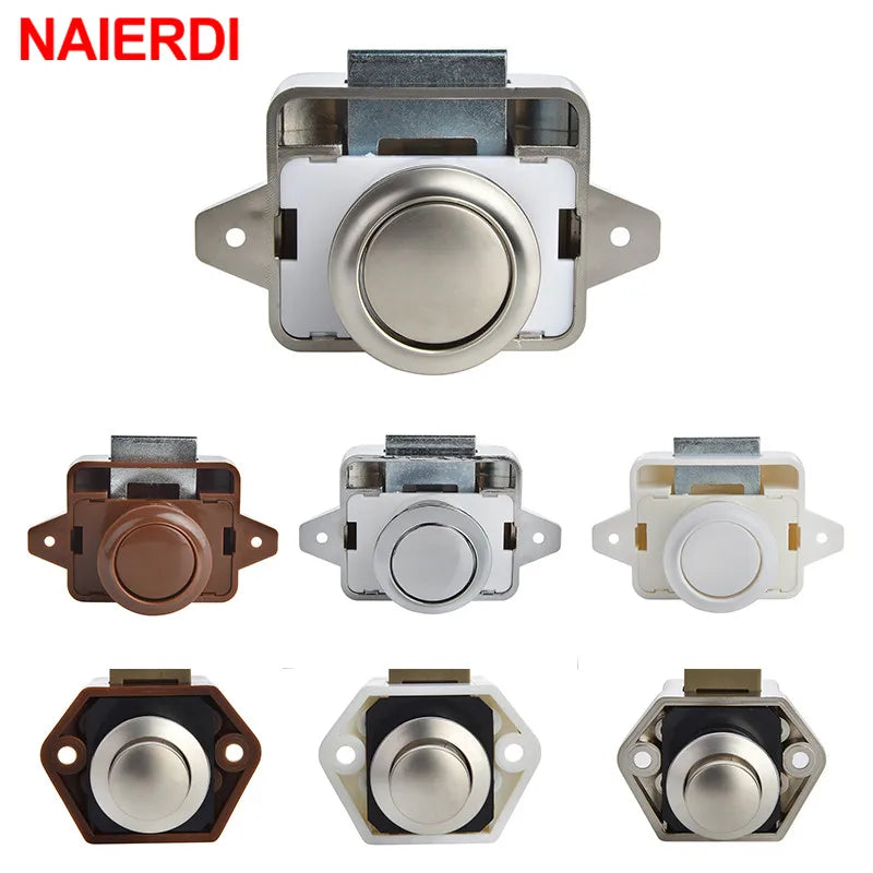 NAIERDI 10PCS Camper Car Push Lock Diameter RV Caravan Boat Motor Home Cabinet Drawer Latch Button Locks Furniture Hardware