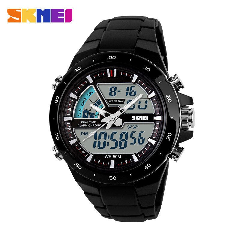 SKMEI 1016 Brand Sport Watch for Men 5Bar Waterproof Stopwatch Dual Display Wristwatches Men&