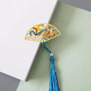 Antique Metal Folding Fan Crane Rabbit Mountain Scenery Chinese Style Series Bookmarks Newspapers Books Reading mark Bookmarks