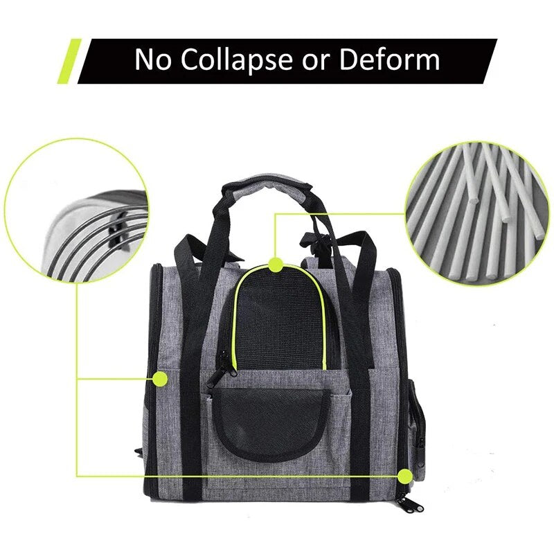 Benepaw Breathable Dog Carrier Sturdy Reflective Foldable Pet Backpack Lightweight Travel Puppy Carrying Bag Security Clip