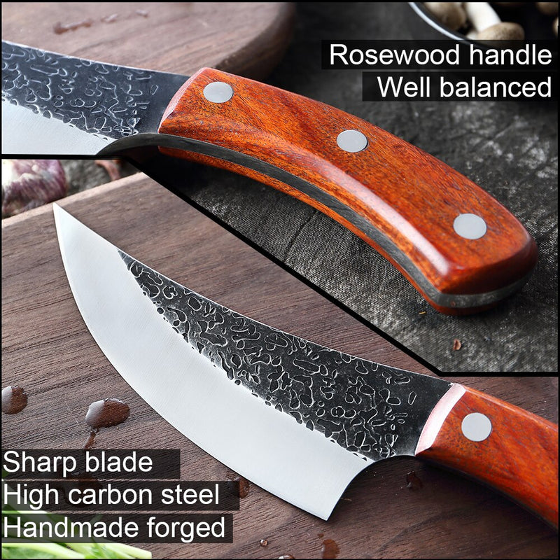 XITUO Handmade Forged 5 inch High Carbon Stainless Steel Chef Knife Meat Cleaver Kitchen Knife Rosewood Handle Cooking Tool