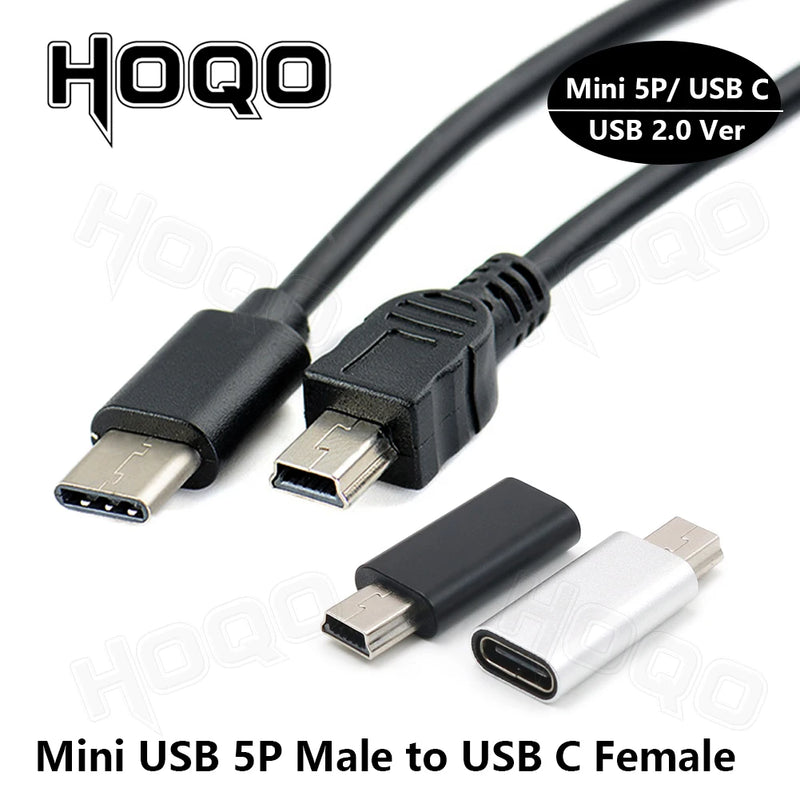 mini usb to usb c,mini-b to usb-c cable,usb type c female to mini usb male adapter,mini usb to type c adaptor power cord gps