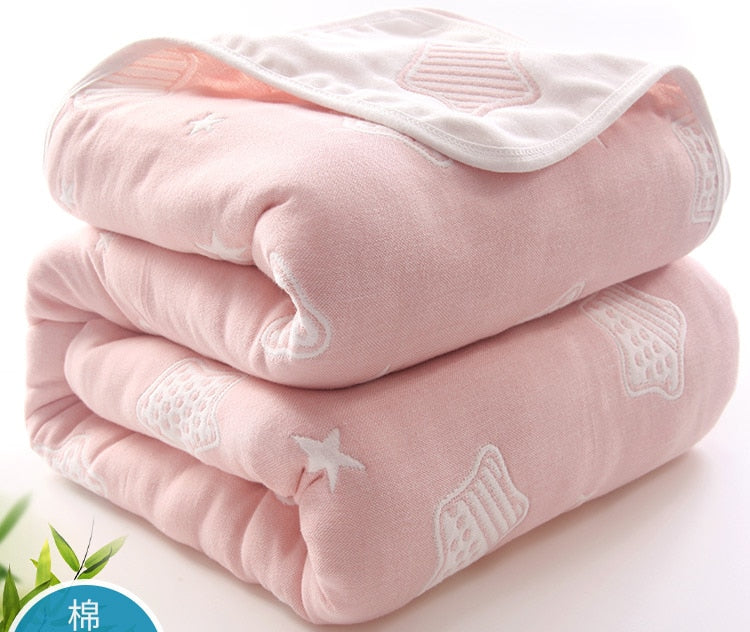 90*100cm Soft Breathable Cotton Baby Blanket for Newborn 6 Layers Muslin Gauze Growth Baby Quilt Newborn Baby Bath Swaddle Wrap