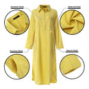 ZANZEA 2023 Retro Bedrucktes Hemdkleid Damen-Sommerkleid Herbst Lässiges Langarm Midi-Kleid Damen Knopf Robe