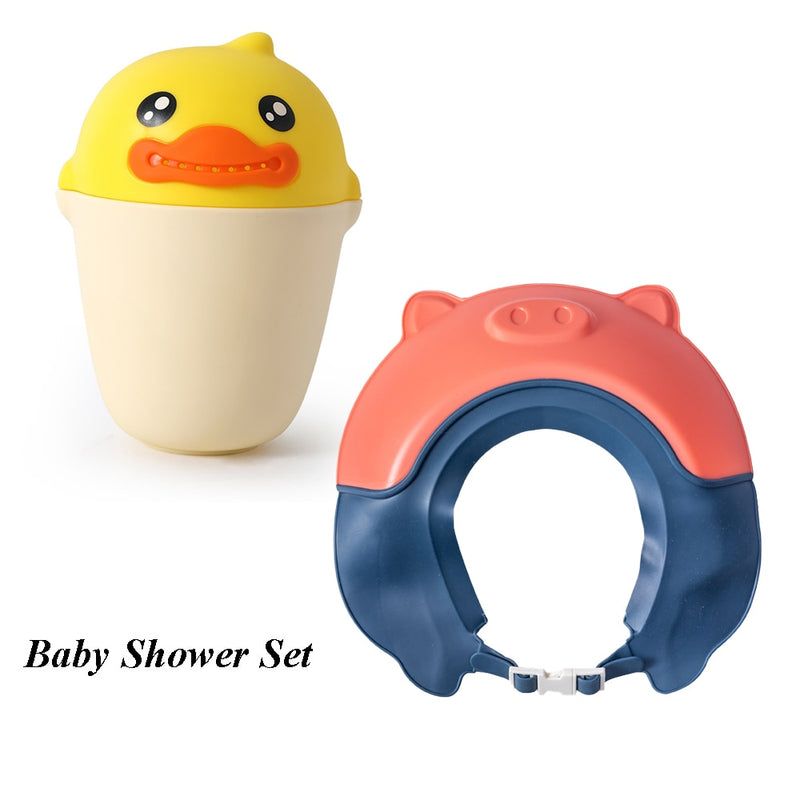 Children Shampoo Cap Baby Soft Cartoon Bath Visor Hat Adjustable Baby Shower Protect Eye Water-proof Hair Shield Cap for Infant