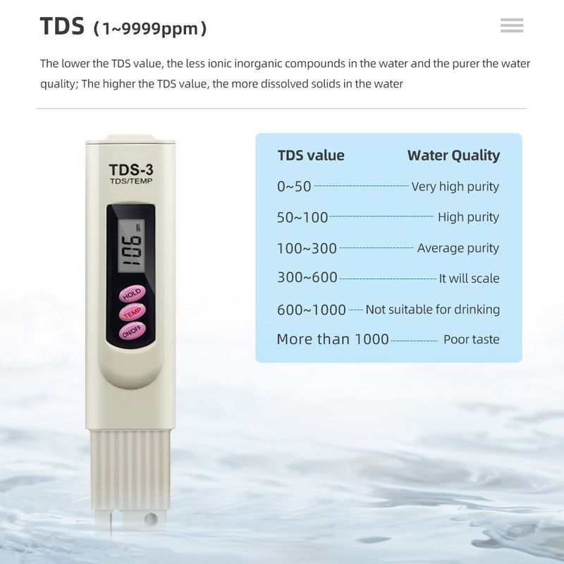 Digital Lcd Display Tds Meter Tester Temperature Tester Pocket Pure Water Pen Conductivity Monitor Liquid Quality Tools