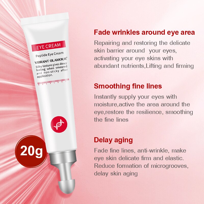 VIBRANT GLAMOUR Eye Cream Peptide Collagen And Crocodile  Anti-Wrinkle Remover Dark Circles Against Puffiness Bags Eye Care 2PCS