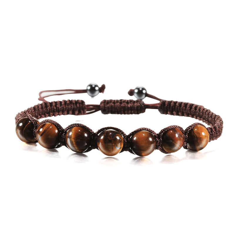 Tiger Eye Beaded Bracelets Bangles Men Braided Rope Healing Balance Yoga Charm Women Natural Stone Buddha Bracelet Adjustable