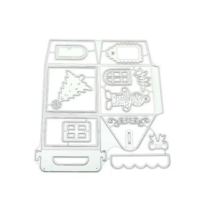 Christmas Box Tree Door Metal Cutting Dies Mold Stencil Template for DIY Card Making  Cut 3d Die New   House