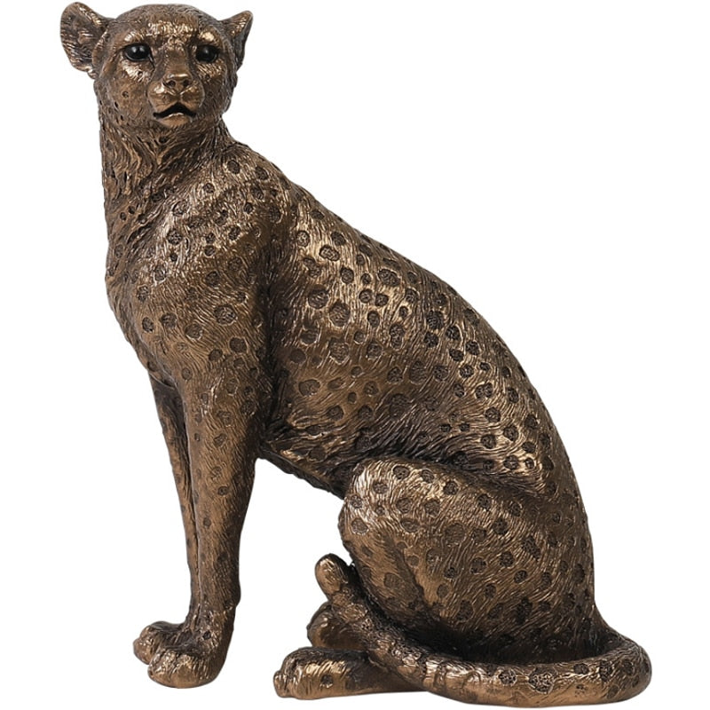 ERMAKOVA European Vintage Panther Statue Animal Figurine Leopard Jaguar Sculpture Home Living Room Office Decoration Gift