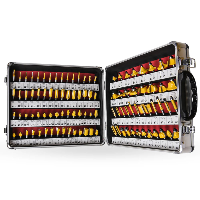 Allsome 100pcs 1/4” Router Bits, Carbide Wood Milling Cutter for Woodworkers and Beginners, Ideal for Woodworking Project