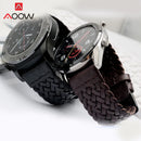 20mm 22mm 24mm Braided Genuine Leather Strap Quick Release Men Women Replacement Bracelet Belt Wrist Band for Smart Watch Brown