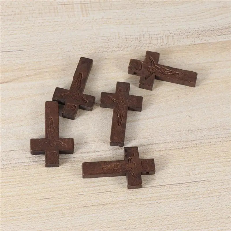 70pcs DIY Wooden Crafts Christian Cross Decorations Jewelry Necklace Ornaments For Women Men Gifts Wooden Cross