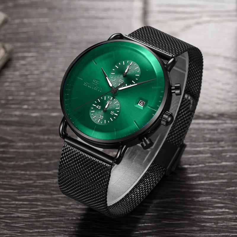 Mens Watches Top Brand Luxury Fashion Automatic Chronograph Watch for Man Water Ghost Green Sports Wrist Watch Date Reloj Hombre