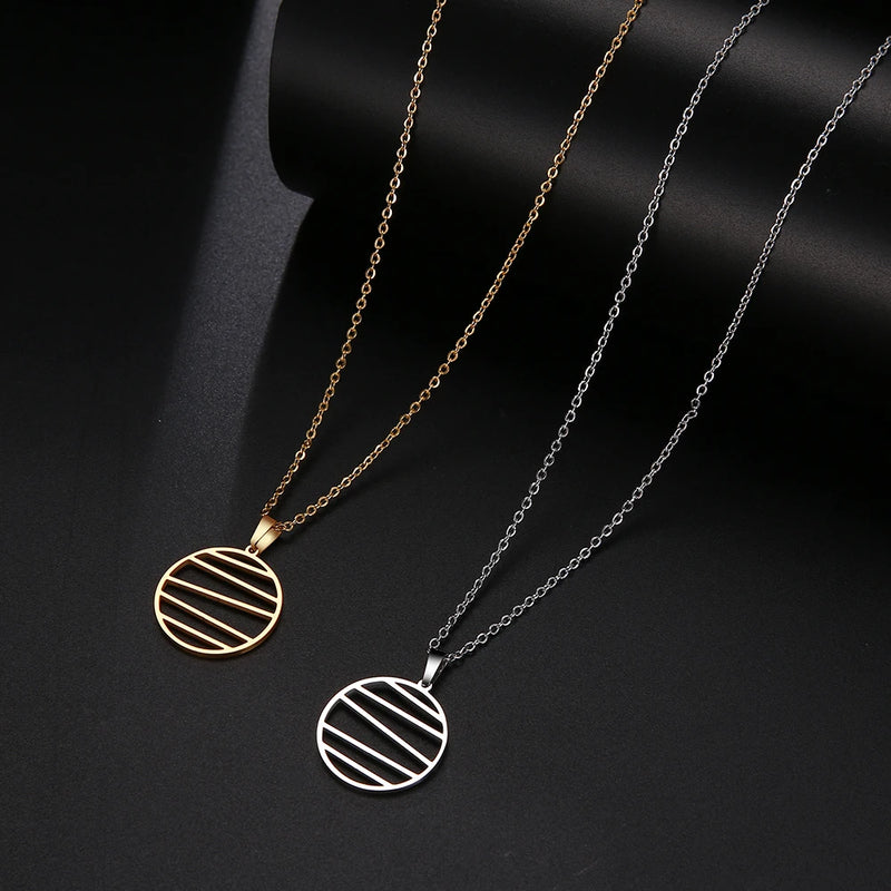 DOTIFI Stainless Steel Necklace For Women Man Irregular Geometric Lines Pendant Necklace Engagement Jewelry