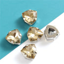 12mm Crystal Triangle Shape Glass Sew On Rhinestones With Silver Claw Sew on Beads for Clothing Accessories Shoes Diy
