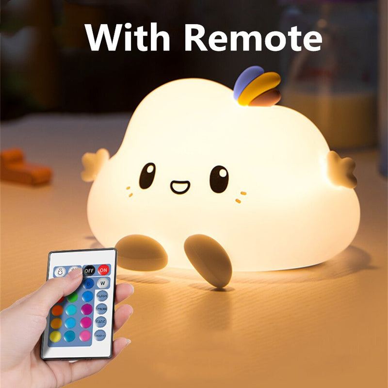 Cloud Kids Night Light Soft Silicone Portable Baby Girls Nursery Toddler Lamp Remote Control LED Nightlight for Children Babies