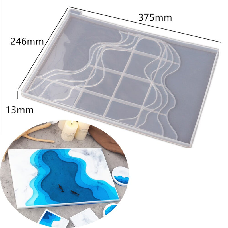 Large Tray Silicone Mold Polygon Crystal Epoxy Resin Casting Molds DIY Handmade Craft Clay Mould Tool Table Decoration Supplies