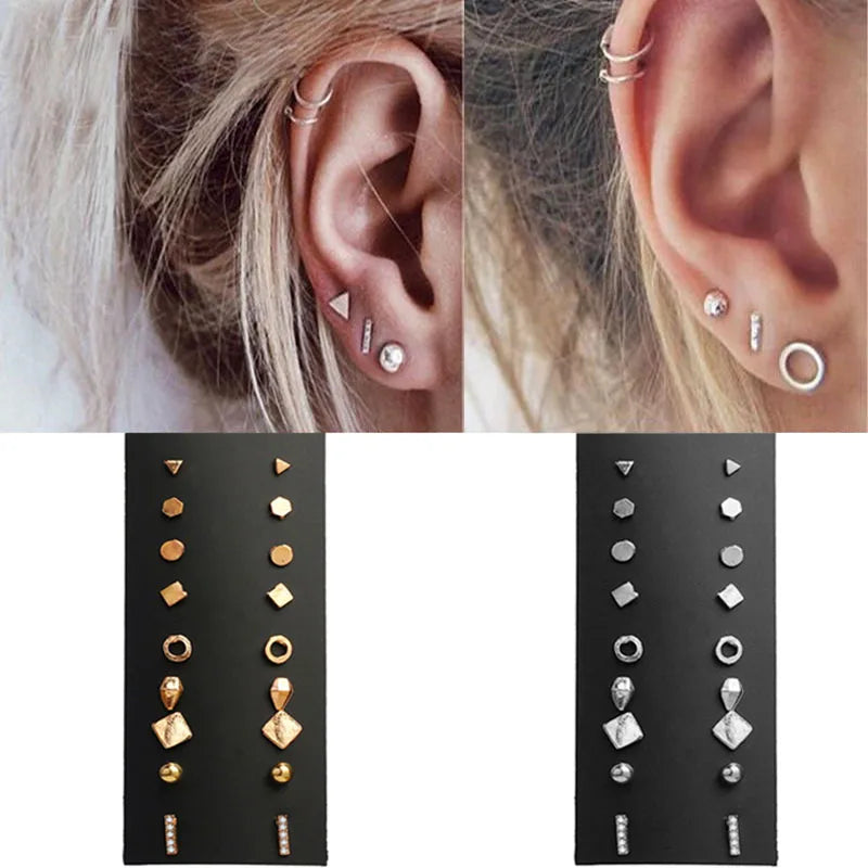 Minimalist Mixed Small Earrings Set Simple Geometric Stud Earrings for Women Girls Tiny Ear Studs Pendientes Kleine Oorbellen