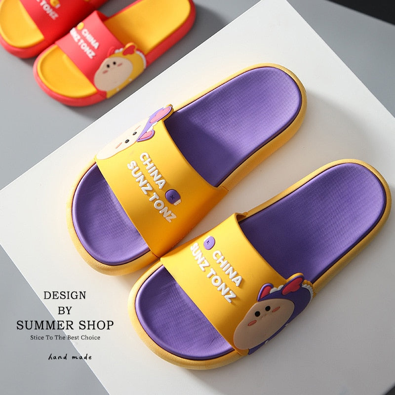 Summer Slippers Women Men Sandal Cute Shoes Non-Slip Thick Sole Flip Flops Bathroom Home Indoor Beach Pool Female Couple Slides