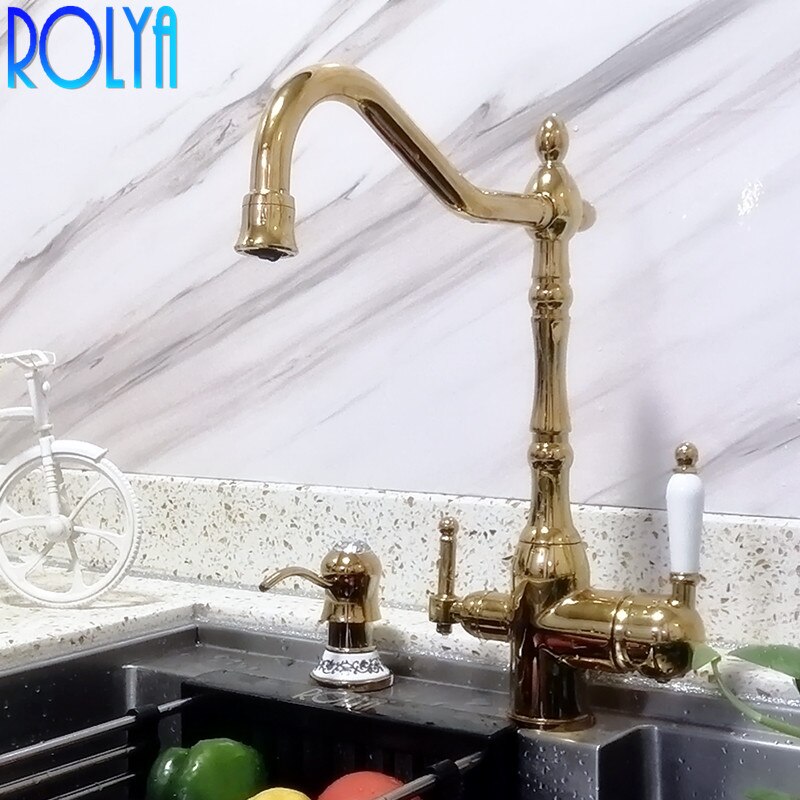 Rolya Victoria Antique Bronze/Gold/ORB 3-in-1 Kitchen Faucet Purified Water 3 Way Kitchen Tap Oil Rubbed Bronze