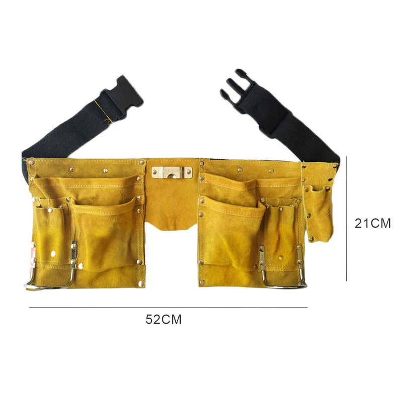 Leather Tool Belt Quick Release Buckle Carpenter Construction Work Apron Tool Storage Pouch Belt