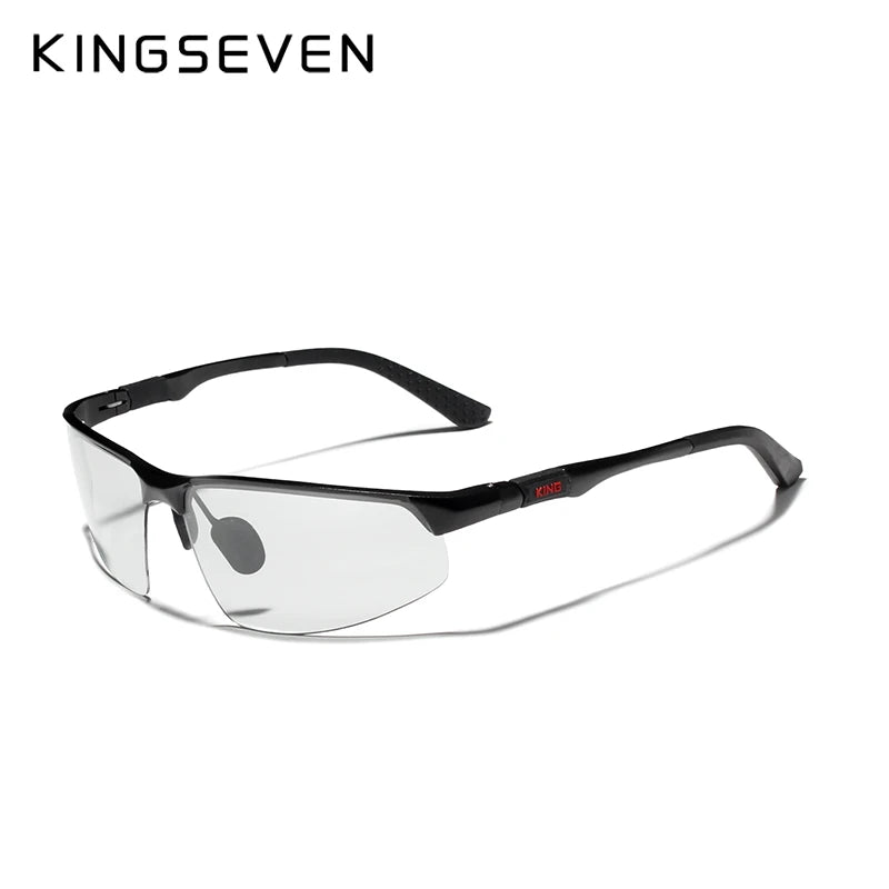 KINGSEVEN 2023 Aluminum Photochromic Sunglasses Men Polarized Vintage Black Driving Eye Glasses Eyewear Oculos De Sol Masculino