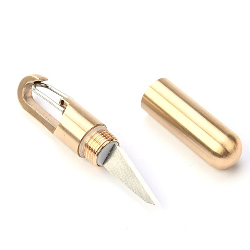 Portable Cutting Tool Brass Outdoor Multi-function EDC Mini Tool Key Ring Pendant Tool Capsule Knife Tiny Cutting Tool