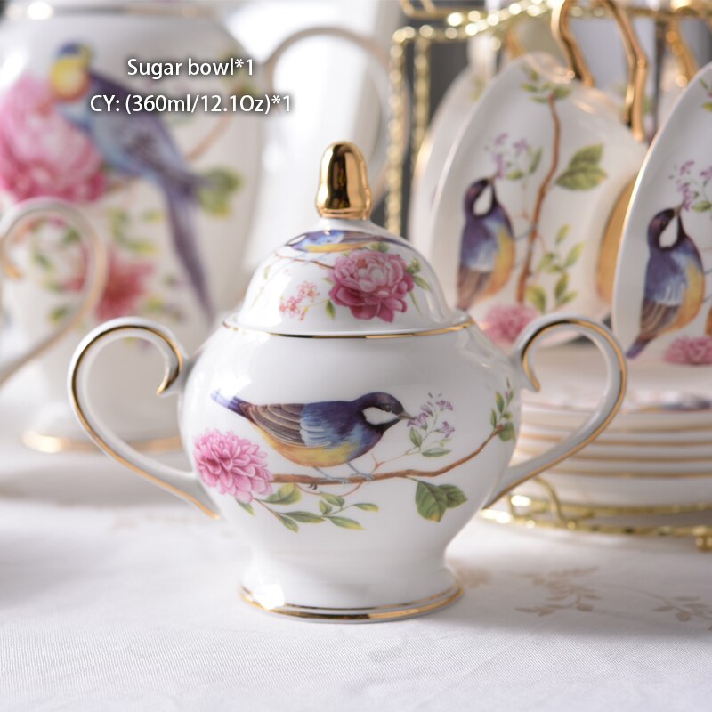 Pastoral Bird Bone China Coffee Set Europe Porcelain Tea Set Ceramic Mug Pot Sugar Bowl Creamer Teapot Coffee Cup Coffeeware