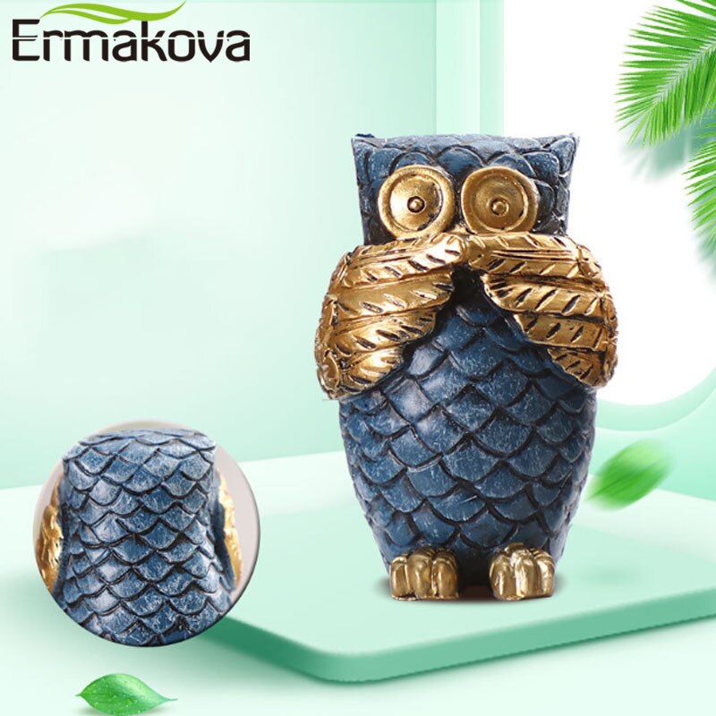 ERMAKOVA Modern Simple Resin Owl Statue Adornment Home Decoration Artistic Craft Figurine Gift for Living Room Bedroom