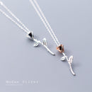 Modian Romantische 925 Sterling Silber Rosenblüten-Muster kurze Halskette für Damen Roségold Farbe Anhänger Luxuriöser Edelschmuck