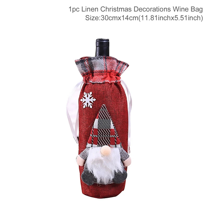 Christmas Wine Bottle Cover Merry Christmas Decorations For Home Christmas Ornament Xmas Table Decor New Year 2025 Navidad Gift