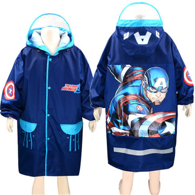 Captain High Quality kids Raincoat Inflatable Cap Children US Captain  Rainproof Poncho Boys Rainwear Rainsuit Outdoor gifts