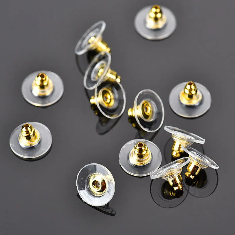 100pcs/lot Rubber Earring Backs Hooks Stoppers Round Ear Plug  Blocked Caps Earring Sleeves For Jewelry Making DIY Accessories