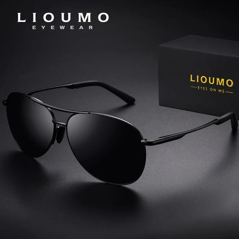 LIOUMO 2023 NEW Men Vintage Alloy Polarized Photochromic Sunglasses Pilot Sun glasses Coating Lens Driving Eyewear For Men/Women