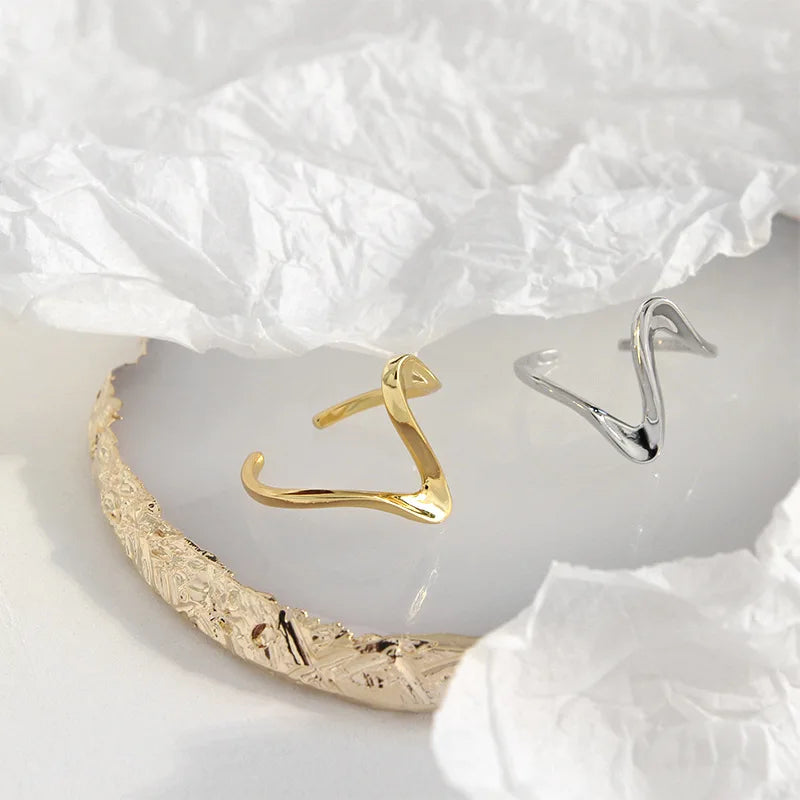 XIYANIKE Silver Color  Creative Waves Design Ring Simple Irregular Handmade Wedding Jewelry for Women Size 17mm Adjustable