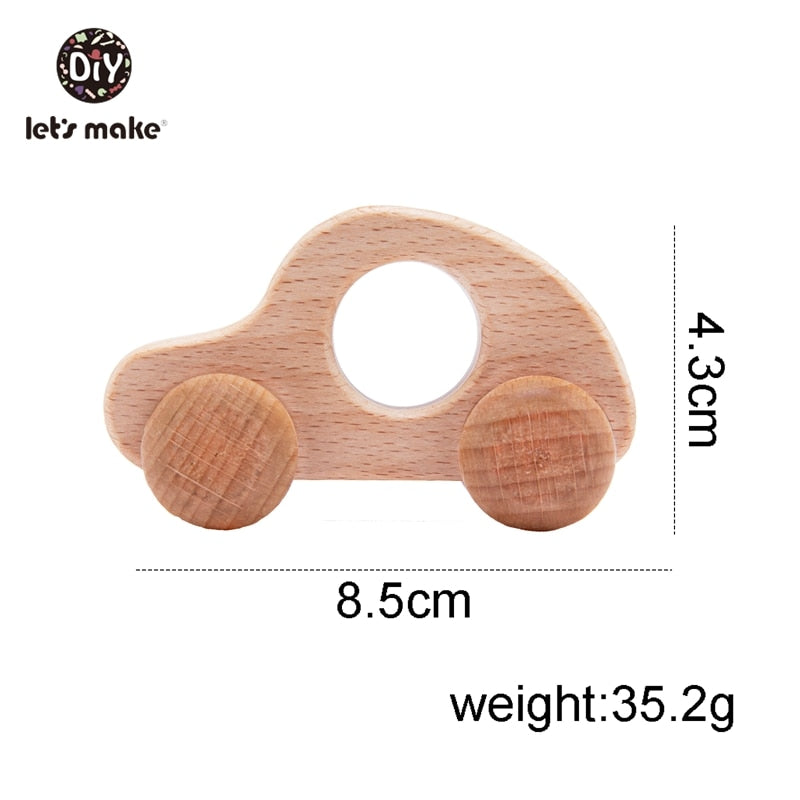 Let's Make Wooden Baby Toys 0 12 Month 1PC Toys For Babies Beech Car Hedgehog Elephant Educational Infants Developmental Newborn