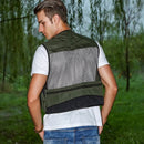 Fonoun Fishing Vest Detachable Multiple Pockets Breathable Grid Mesh Comfortable Wear-Resisting with Reflective Stripe FF63