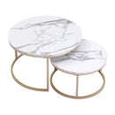 2Pcs Coffee Table Round 2 in 1 End Side Table Desk Nordic Marble Glass Home Sofa Tables Living Room Luxury Side Tables 60CM/80CM